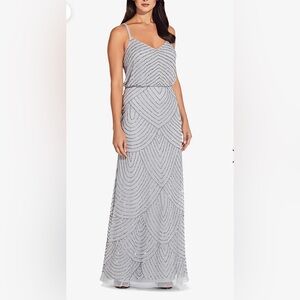 Adrianna Papell Silver Beaded Dress size 6